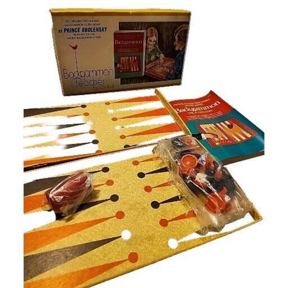 Vintage 1970s Backgammon Teacher No. 131 by Cardinal w/ Tim Holland Book W/Kmart